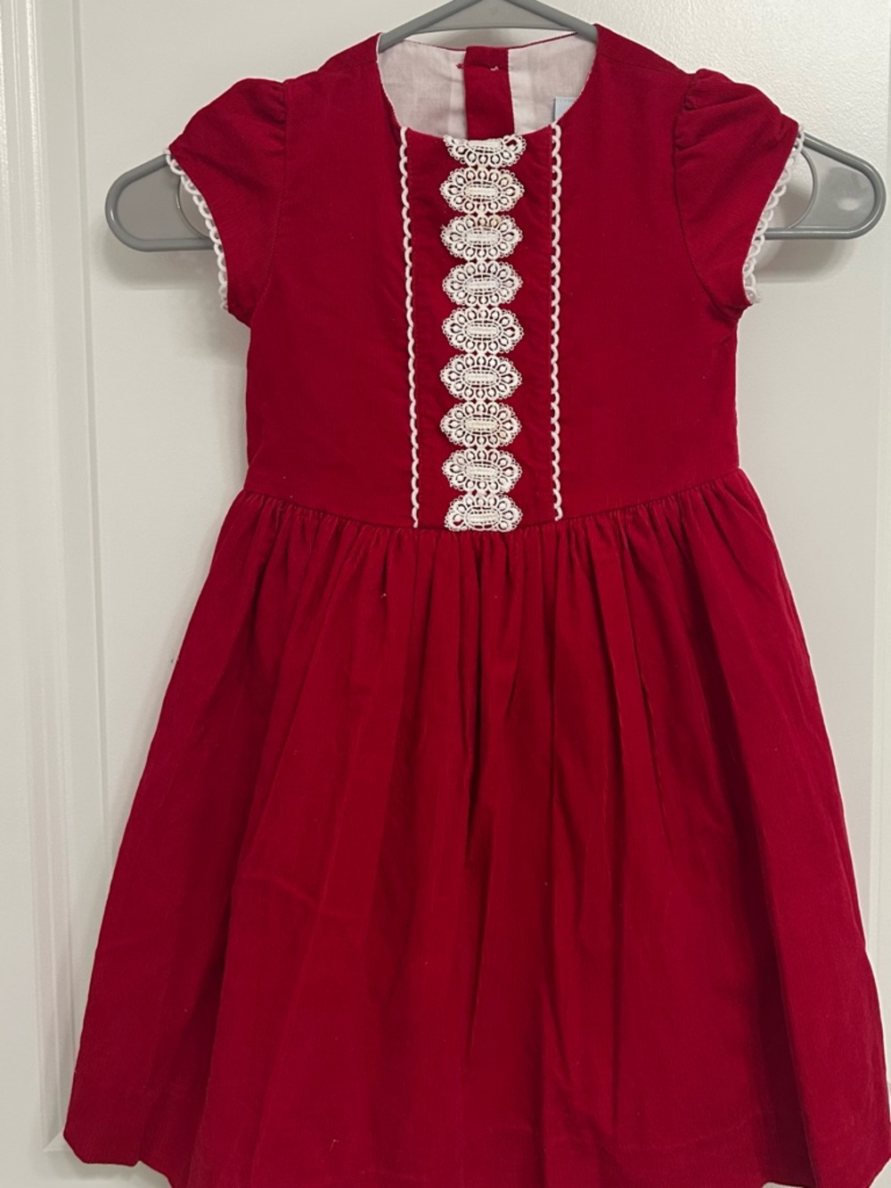 Classic Red Girls' Lace-Front Party Dress